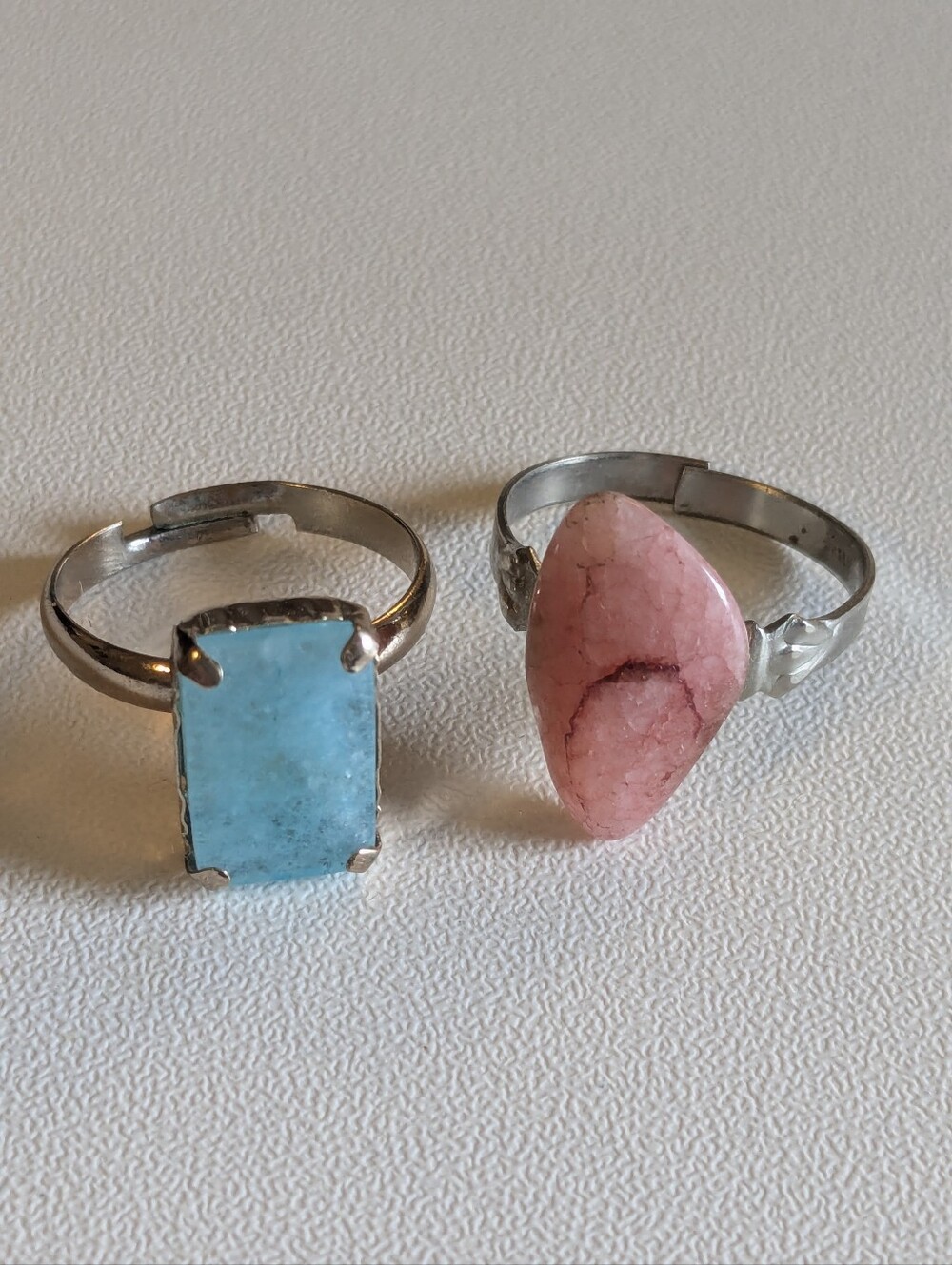 Adjustable Gemstone Rings Set Of 2 Vintage Fair Condition
